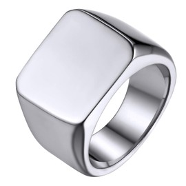 GOLDCHIC JEWELRY Stainless Steel Classical Signet Pinky Ring, Simple Plain Band Ring for Men, Size V½