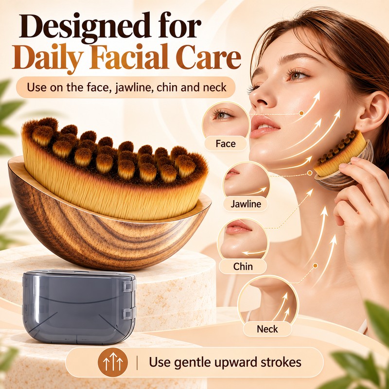 Facial Contour Brush for Face, Chin and Neck with Wool
