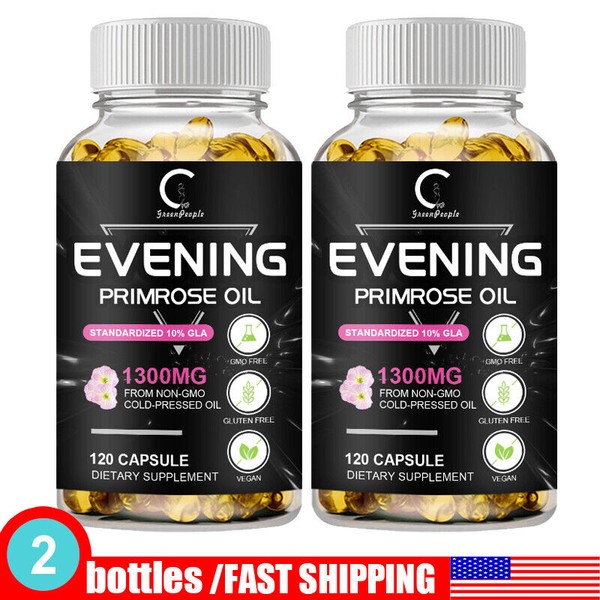 GPGP GreenPeople Evening Primrose Oil Capsules 1300MG with GLA -Anti-Aging,Whitening
