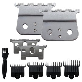 Upgraded 2 Pack #04710 and #04521 Blade for Andis T Outliner Trimmer, for Andis GTX Trimmer (Silver Steel T Blade + Silver Steel Blade)