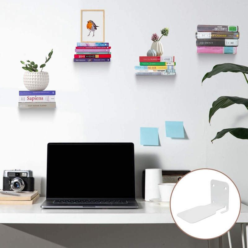 JYUHA 4 PCS Invisible Floating Bookshelves, Wall Mounted Floating Book