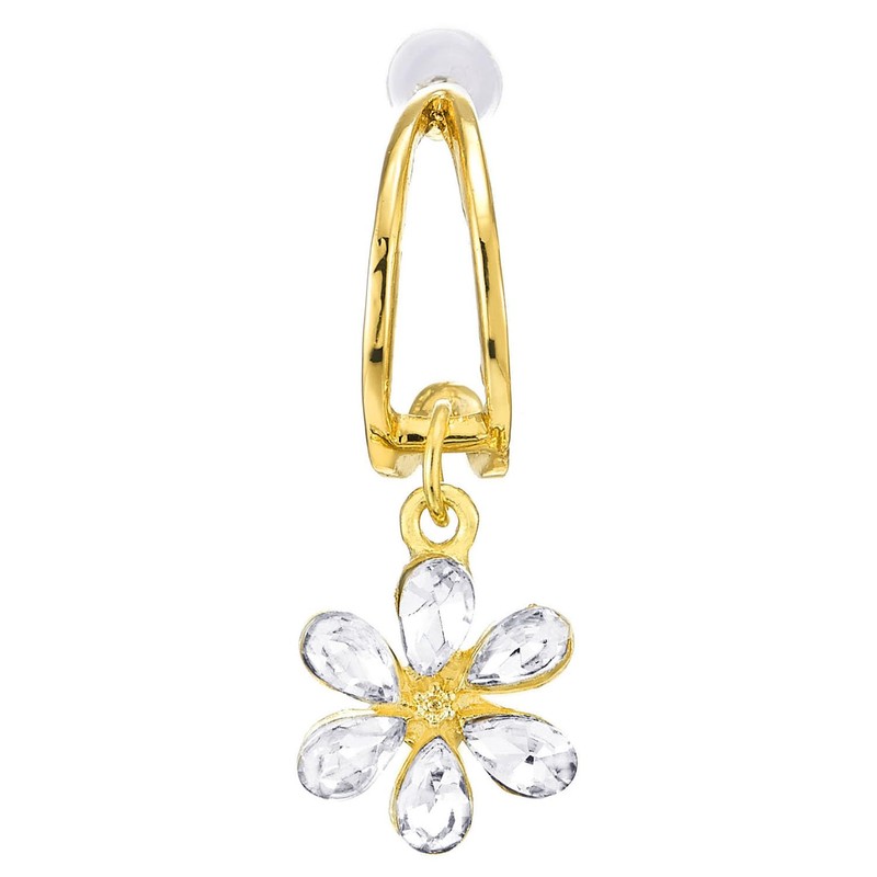 Gold Tone Crystal Flowers Statement Half Hope Stud Earrings, Crystal,