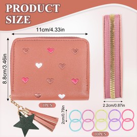 Girls Purse, Girls Zipper Wallet Tassels for Girls, Small Kids Wallet with PU Leather Star Pendant for Girls, Coins Pocket Purse with Embroidery Hearts for Teens Girls Women（Pink）
