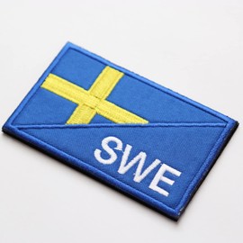 Swedish Flag Patch SWE Velcro Detachable Military Airsoft Embroidery Patch