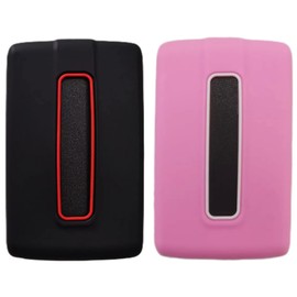 REPROTECTING Silicone Rubber Key Fob Cover Compatible with 2021-2025 Jeep Grand Cherokee L Grand Wagoneer L Wagoneer Grand Cherokee L (Black Pink, 5 Buttons)