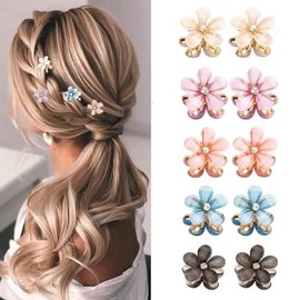 VIVIRAA 12 PCS Mini Metal Flower Claw Clips for Women & Girls – Hair Clips (0.78 inch) – Durable Hair Accessories for Styling, Makeup, and Daily Wear (Multicolor)