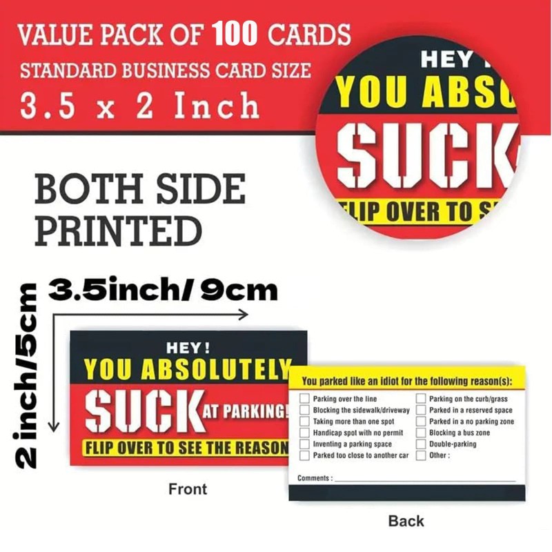CDXHOME You Absolutely Suck At Parking Cards 100 Pack Durable