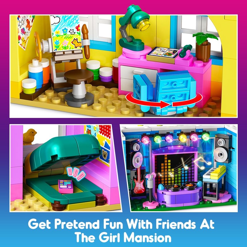 HOGOKIDS Girl Friends Family House Building Toy with Light for