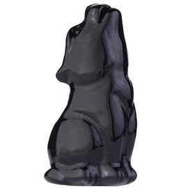 QLRSUXN Obsidian Howling Wolf Crystal Figurines, 2.2 Inch Black Wolf Totem Spirit Animal Statue Decor for Home Office Desk Altar, Hand Carved Natural Healing Crystal Sculpture Gifts for Women Men