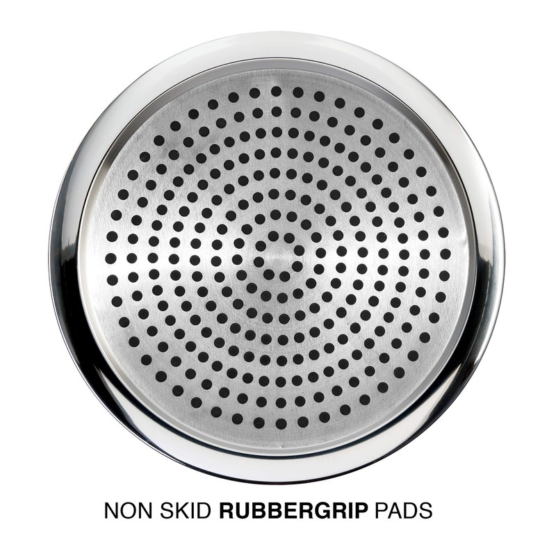 Oggi Stainless Steel Non Skid Rubbergip Tray, 14-Inch Diameter