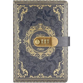 TuoYi Refillable Journal with Lock Diary Organizer with Pen, Vintage Faux Leather A5 College Ruled Lined Pages Locking Journal Notebook