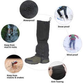 ZWOOS Outdoor Gaiters, 600D Oxford Waterproof Leg Gaiters, Heavy Duty Hiking Gaiters for Climbing, Skiing, Hiking
