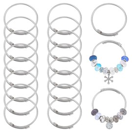 SUNNYCLUE 20 Pieces Snake Bracelet Bulk Stainless Steel DIY Bracelets Set Expandable Elastic Bangle Bracelets Blank Chain 5 mm European Large Hole Beads Snake Charm Bracelets for Jewellery Making