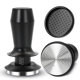 SHUTEX Coffee Tamper with Puck Screen 51 mm, Espresso Tamper, 304 Stainless Steel Thread Base Coffee Press, Including Tamper Mat, Pressure Regulating, Tamper 51 mm, for Cafes and Coffee Lovers