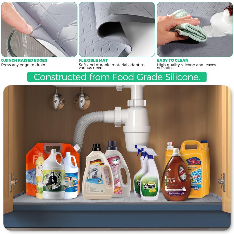 TRZZ TRZZ Silicone Waterproof Under Sink Mat 34" x 22",