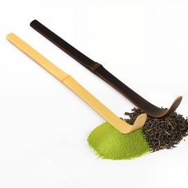 2PCS Brown Bamboo Matcha Scoop, Japanese Tea Leaf Sticks Tea Scoops for Tea Ceremony, Japanese Chashaku Hooked Green Tea Spoon for Spices, Condiments, Coffee Powder, Tea and Espresso (7.08x0.39 Inch)