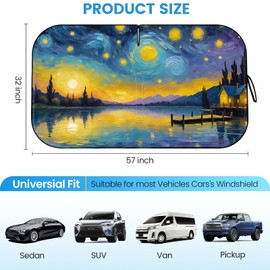 Car Windshield Sun Shade - Reflector Sunshade Offers Ultimate Protection for Car Interior, Cool Reflective Sun Blocker Fits Small Sedans, Mini SUVs