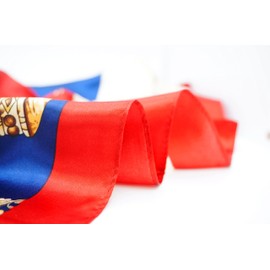 RUOLIN 35×35 inches large square women's satin silk like head scarf fashion pattern silk feeling hair sleeping wrap (19 White Red Blue)…