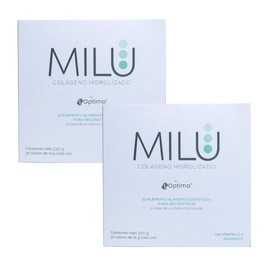 MILU | Kit 2 Colágenos Hidrolizados con Magnesio y Vitamina C - En Polvo | 60 Porciones en total | 30 sobres individuales de 11 g (2 cajas) | Suplementos Alimenticios Sin Saborizante - Sin Olor - Sin Azúcar | Péptidos de Colágeno Porcino