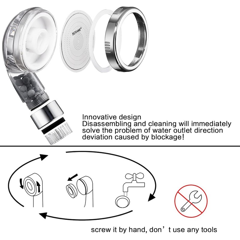 Filtered Shower Head High Pressure Shower Head with Minerals Filter,