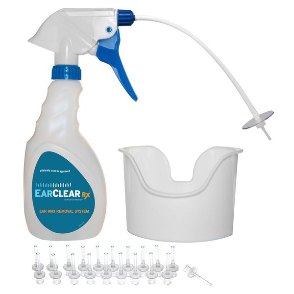 Nuance Medical EarClear Rx Flexible Tip Ear Cleaning Kit with Ear Wax Removal System, Basin and 20 Disposable Tips
