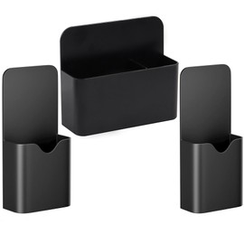 Magnetic Pen Holder, Pack of 3 Magnetic Marker Holder, Magnetic Storage Box, Pen Holder, Organiser Holder, Whiteboard, Sponge Pen Holder for Fridge Whiteboard, Locker (Black)