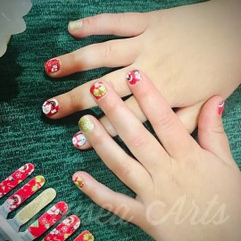 Jaysea Kids Nail Wraps - Color Christmas Red Fold Santa Street Nail Strips, B4G1