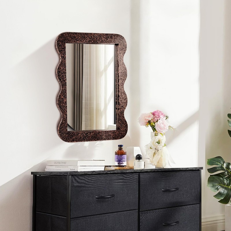 Wooden Mirror 16 X 12inch Copper-Gold Wood Rustic Wall Frame