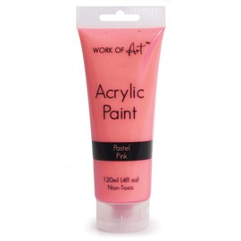 Quickdraw 120ml Pastel Acrylic Paint Tubes Assorted Colours Water-Based Non-Toxic Paints for Artists (Pastel Pink)