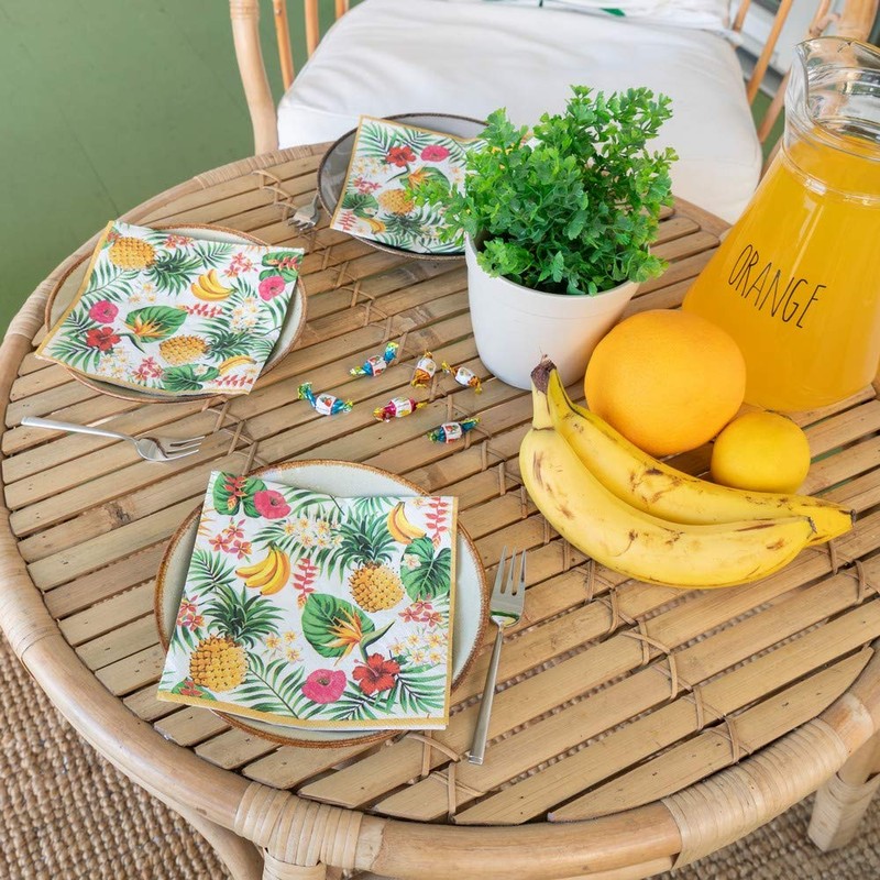 20 Napkins Tropical Fruits and Leaves / Summer / Pineapple