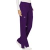 Cherokee Women's Mid Rise Moderate Flare Drawstring Pant, Eggplant, Medium