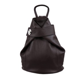 SH Leder Pamela G2517 Lightweight Genuine Leather Women's Backpack City Backpack Daypack in Grained Cowhide Leather 29 x 34 cm, dark brown