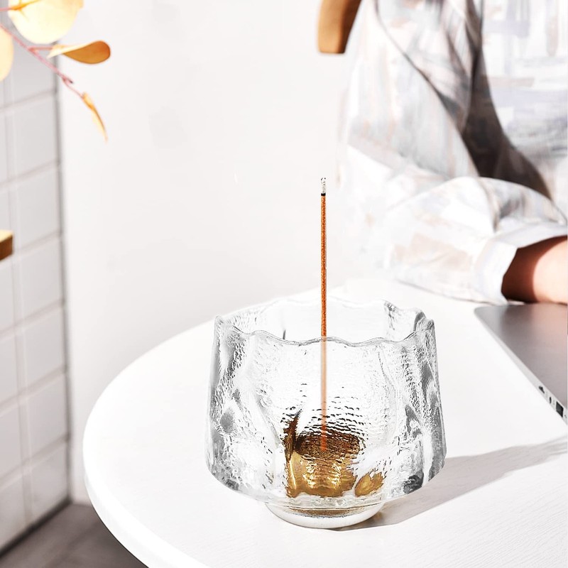 HttDog Incense Holder, Glass, Stylish, 2 in 1 Incense Plate,