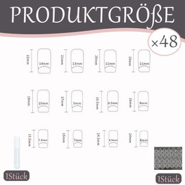 48 Piece Stick-On Fingernails Set, Press On Nails, Two Different Styles, Fake Nails, Elegant Design, Perfect for Giving to Wife, Mother, Girlfriend or Daughter
