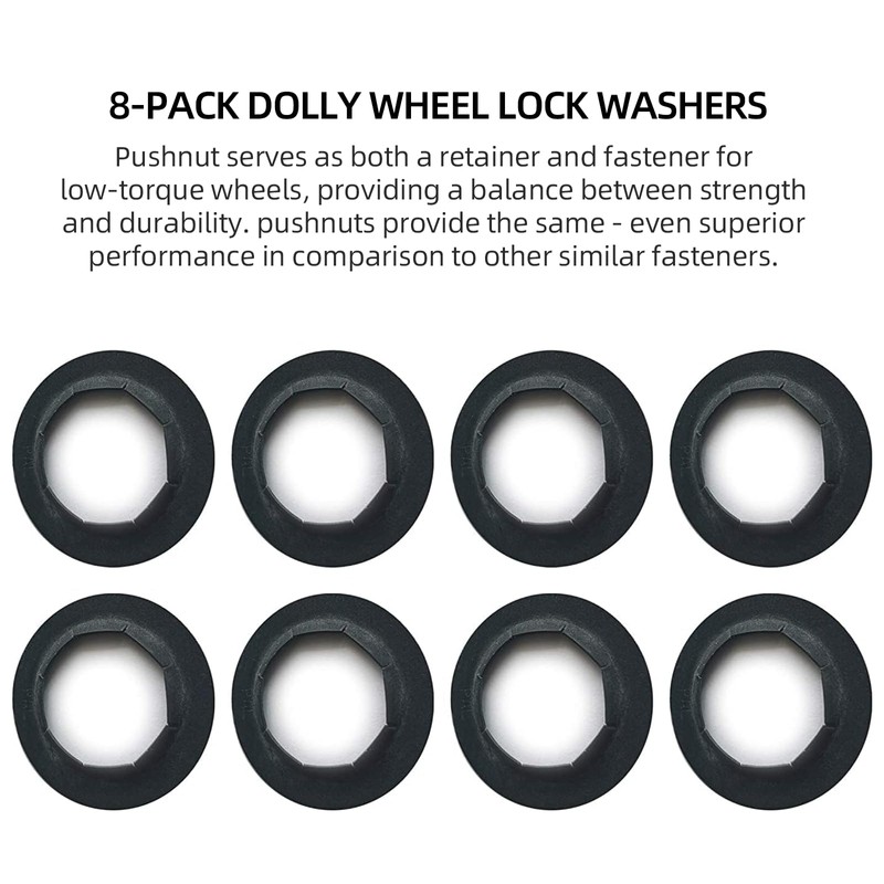 (8-Pack) 3/4" Axle Push Nuts, Dolly Wheel Lock Washers with