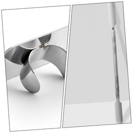 Healvian 1 Set Stainless Steel Palette Stainless Spatula Makeup Spatula Nail Art Palette Powder Foundation Cosmetic Mixing Palette Foundation Blending Tray Makeup Plate for Foundation