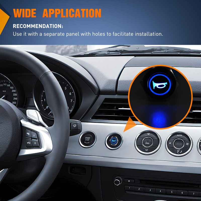 Nilight 16MM Raised Speaker Horn Momentary Push Button Switch 12V