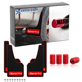 x xotic tech 4PCS Front & Rear Mud Flaps Splash Guards Fender Mudflap Mudguards w/Wheel Valve Cap Cover Universal for Car SUV (Sports)