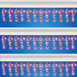 ATCS Set of 12 Solar Powered Candy Cane Holiday String Lights Christmas Outdoor Light