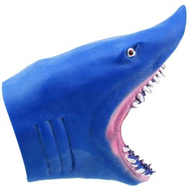 Shark Puppet Realistic & Scary Animal Hand Puppets with Sharp Teeth for Kids Adults Soft Rubber Animal Hand Puppets for Home, Kindergarten, Storytelling, Prank, Blue