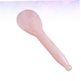 COLLBATH Crystal Jade Massage Therapy Gua Sha Board Natural Stone Scraping Tool with Long Thick Handle for Face Neck Massage Acupuncture Therapy and Spa Use Pink