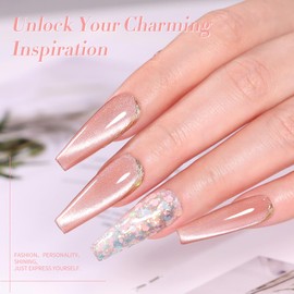 Born Pretty Magnetic Gel Nail Polish Cat Magnetic Eye Gel Polish Crystal Transparent Auroras Nail Gel for Salon Home DIY Manicure Use