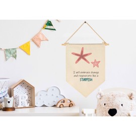 Sea Animals Decor-Ocean Flag Sign Gifts for Baby Boys Girls Kids-Banner Wall Decor Gifts for Nursery Bedroom Playroom Front Door-Montessori Learning-Under the Sea Educational Flag-starfish