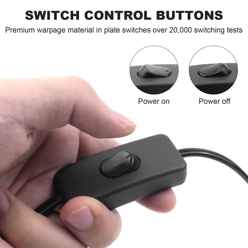 2-Pack 6FT Lamp Power Cord with On/Off Switch and Wall