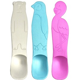 Gikosha Spoon, Set of 3, Aluminum, Made in Japan, Polar Bear, Penguin, Flamingo, Ice Cream Spoon, Sugar
