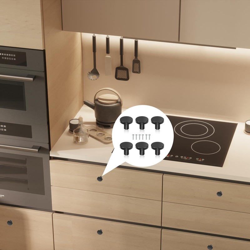 YSFVNP 6 Pcs Black Knobs, Black Door Knobs, Easy to
