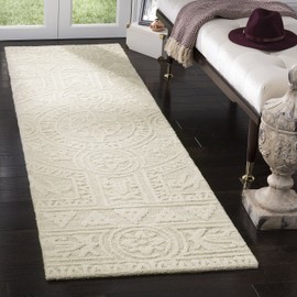 Safavieh Blossom Collection BLM109F Handmade Premium Wool Runner, 2'3" x 8' , Light Grey / Ivory