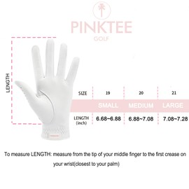 CROWNBLANKS PINKTEE Women's Golf Glove Cabretta Leather Left Hand with Enhanced Grip Ladies Soft Pink Glove Fit Size Small Medium Large XL (21-Large)