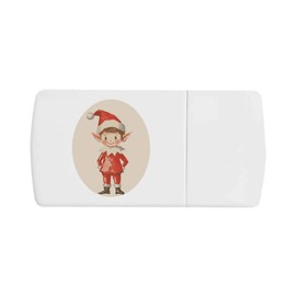 'Cute Watercolor Christmas Elf' Pill Box with Tablet Splitter (PI00032540)