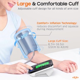 Blood Pressure Monitors for Home Use, Digital Blood Pressure Machine with 3-Color Backlit Hypertension Display, Upper Arm Large Cuff (8.7"-16.5" Adjustable) 2x99 Memory,Easy to use/Travel Black